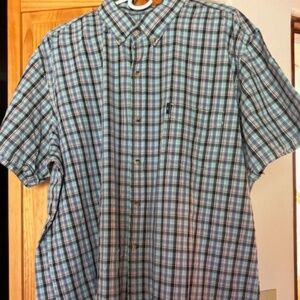 G.H.Bass & Co. Mens dress shirt, plaid, blues, excellent , XXL
